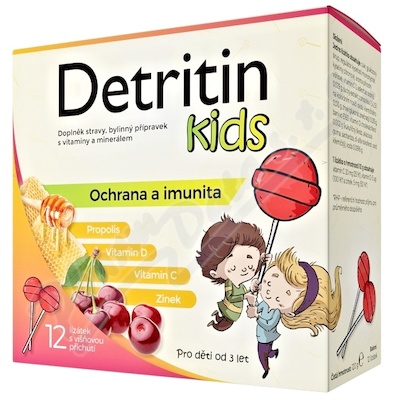 Detritin Kids lízátka na imunitu višeň 12ks