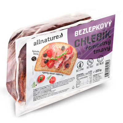Allnature Bezlepkový chlebík řemeslný tmavý 235g