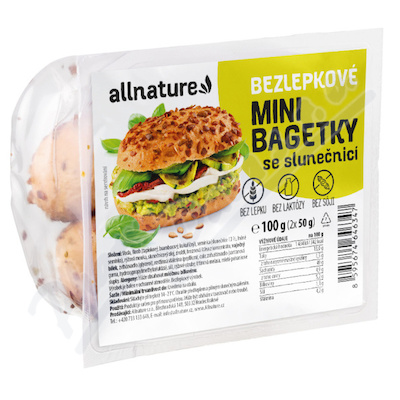 Allnature Bezlepkové mini bagetky se sluneč.2x50g