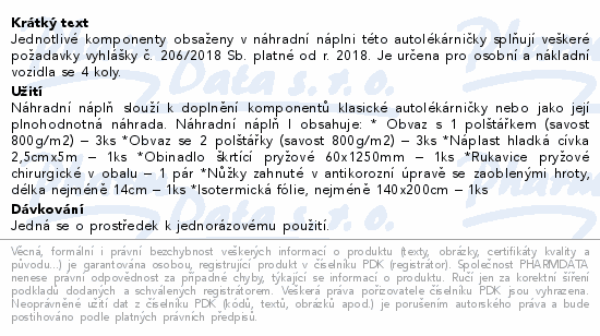 Autolékárnička vyhl.č.206/2018 náh.náplň Steriwund