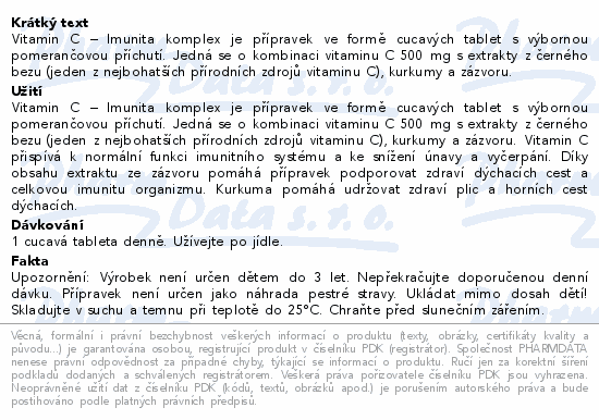 Vitamin C 500mg Imunita kurkuma + zázvor tbl.60