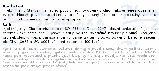 Inj.jehla STERICAN 20G/0.9x40mm žlutá ster.100ks