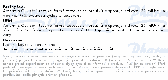 Abfarmis Ovulační test 20mIU/ml 5ks