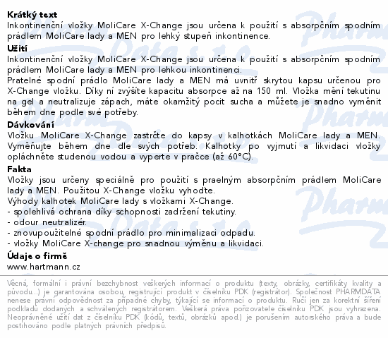 MoliCare X-Change vložky do absorp.prádla 20ks