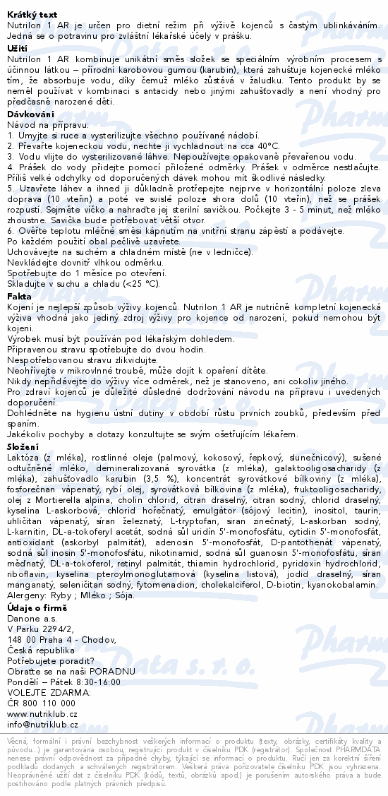 Nutrilon 1 AR 800g