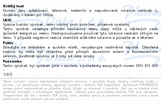 DUMAX vyšetř.latex.nester.nepudr.rukavice L/100ks