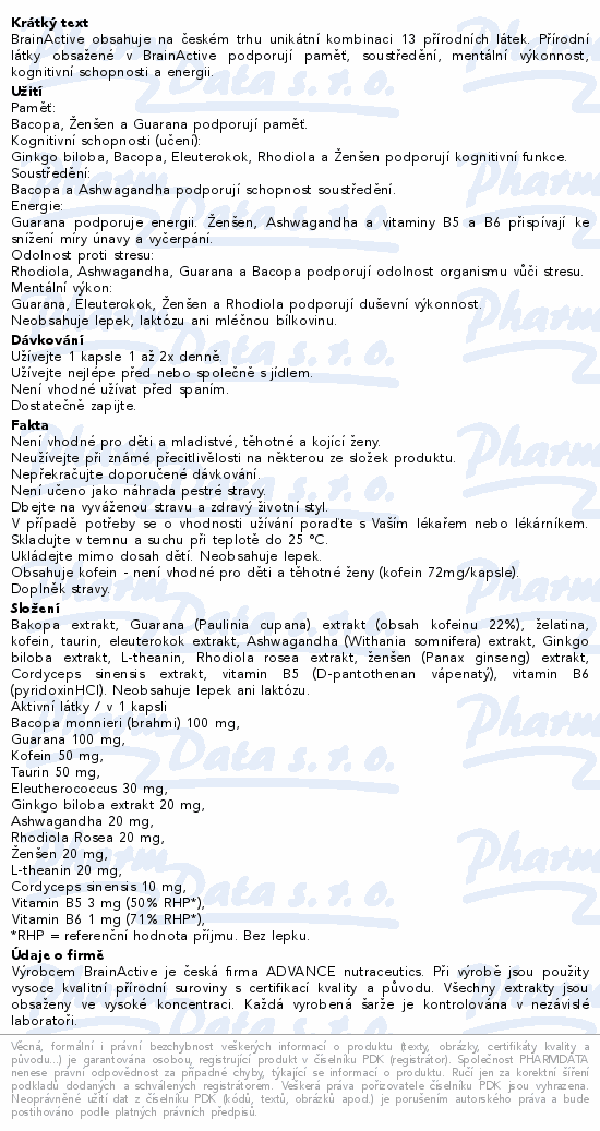 ADVANCE BrainActive paměť koncentr.energie cps.60