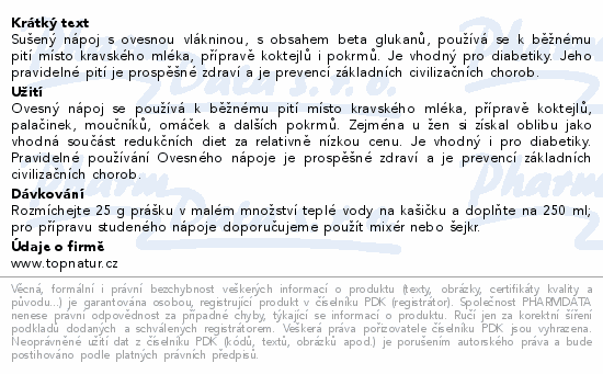 Topnatur Ovesný nápoj 350g