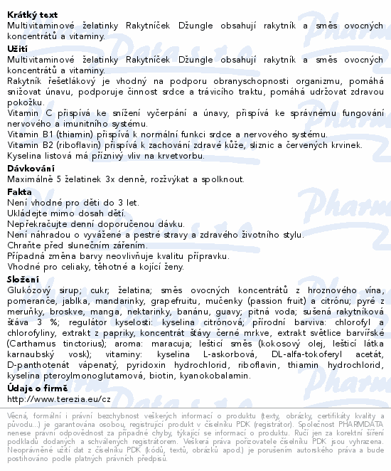 RAKYTNÍČEK želatinky 70ks DŽUNGLE