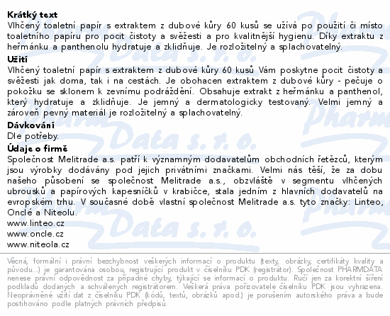 Linteo Vlhčený toaletní papír s dubovou kůrou 60ks