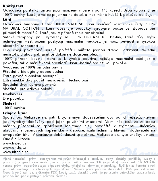 Linteo Vatové polštářky 120+20ks