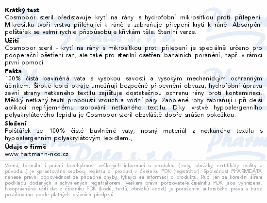 Hartmann Cosmopor náplast sterilní 7.2x5cm 50ks