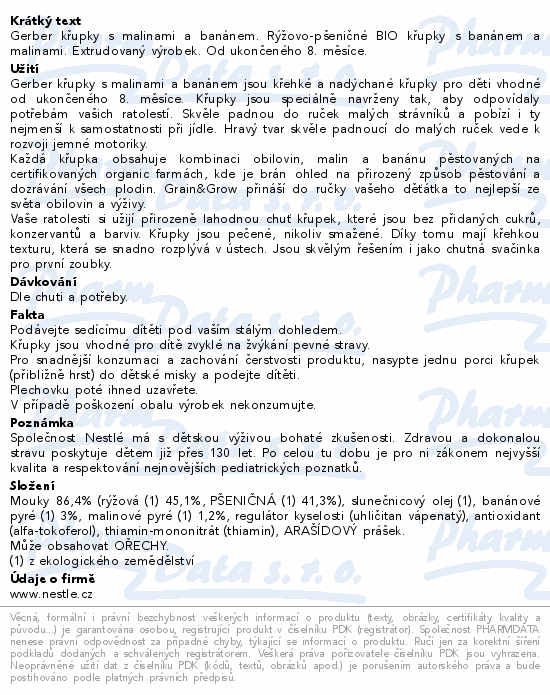 Gerber Křupky s malinou a banánem BIO 35g 8m+