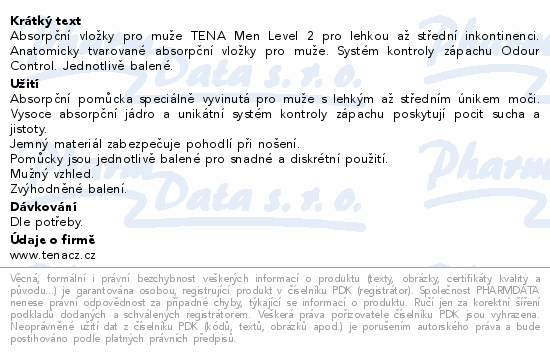 TENA Men Level 2 ink.vložky +50% navíc 30ks 750883