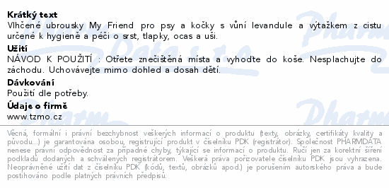 My friend vlhčené ubrousky pro psy/kočky 30ks