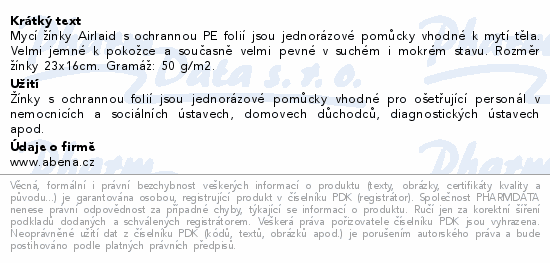 ABENA Mycí žínka Airlaid s PE fólií 23x16cm 50ks