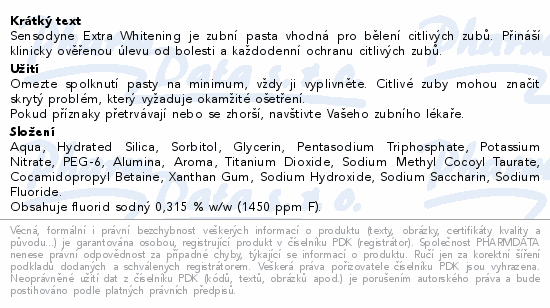 Sensodyne Extra Whitening zubní pasta 75ml
