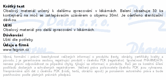 Kontejner sterilní 30ml 50ks Fagron
