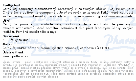 Apotheke Premier Pu-erh a citron čaj 20x2g