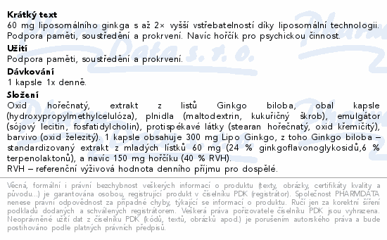 GS Lipo Ginkgo paměť+ 60mg cps.60