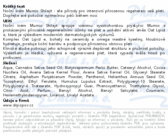 Dr.Popov Mumio Shilajit noční krém 50ml