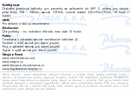 iD Discreet Pants for Woman Super L 10ks