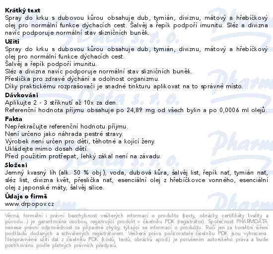 Dr.Popov Spray do krku s dubovou kůrou 50ml