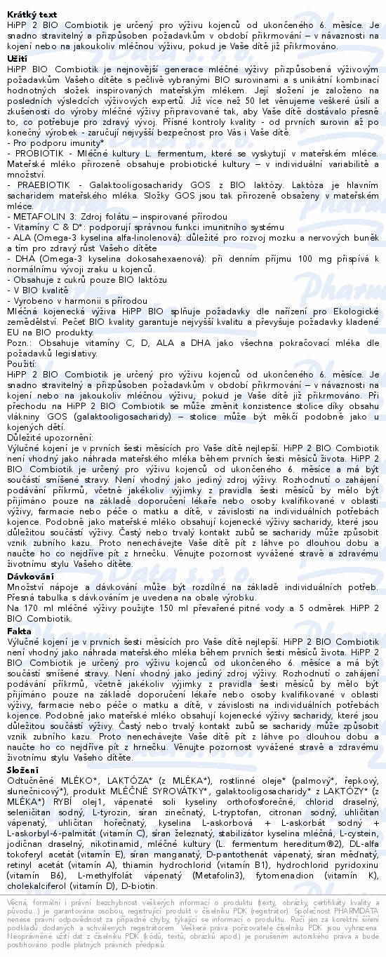 HiPP 2 Combiotik kojenecké mléko BIO 600g